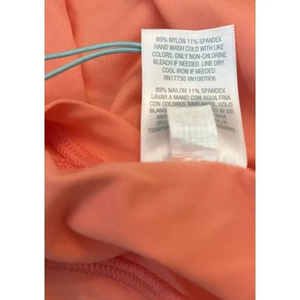 Women's Large 12 -14 Cropped Long Sleeve Top Rash Guard Coral Cover Up NWT $40